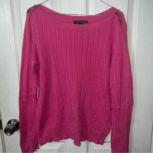 Women’s Ralph Lauren Bright Pink Cable Knit Sweater Size Large